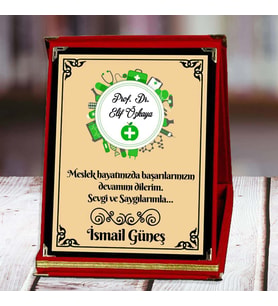 Doktor Baskılı Plaket (3. Tasarım)  Kişiye Özel (Kırmızı)