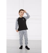 Pusula Nakışlı Pijama Takımı (Siyah)