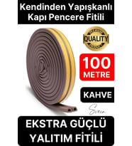 Kalın Kauçuk 2x50=100 mt Ekstra Uzun Kahve Kapı Pencere Fitili Soğuk Koruyucu Geçirmez İzolasyon