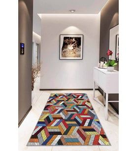 Çok Renkli Colorful Kaymaz Tabanlı Dekoratif Halı RV257 - 100 x 160 cm