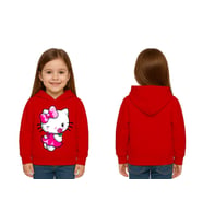 Unisex hello kity  Baskılı Çocuk Swaetshirt  Baskılı Kapüşonlu 3 İplik Şardonlu (Kırmızı)