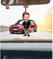 Kişiye Özel Karikatürlü Cooper  Araba Temalı Ahşap Dikiz Ayna Süsü