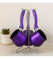 Granit Çelik Cezve Seti 4'lü (230/280/380 ml) Metal Standlı