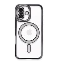 İphone 16 Kılıf Joke Simli Magneticsafe Kılıf - Siyah