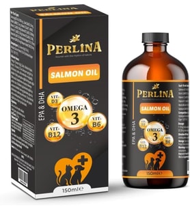 Perlina Kedi ve Köpek İçin Somon Yağı Takviyesi, Omega 3-6, Biyotin, B Kompleks, Çinko, Selenyum, Kolajen, C ve D3 Vitaminli, Sıvı Form, 150 ml