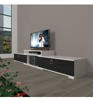 Decoraktiv Flex 4 Mdf Gold Tv Ünitesi Tv Sehpası - Beyaz Siyah (Siyah - Beyaz)