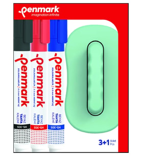 PENMARK HS-305-TK-3S BEYAZ TAHTA KALEMİ SİLGİ HEDİYELİ 3 RENK BLİSTER