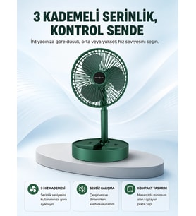 Taşınabilir Katlanabilir Mini Fan 3 Kademeli Şarj Edilebilir