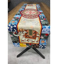Fil Figürlü Etnik Desenli Runner 40x140 Cm