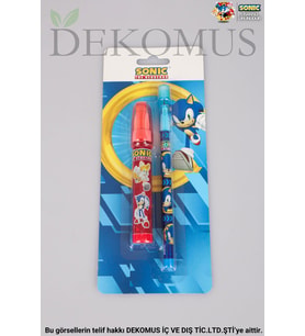 DEKOMUS İLE LİSANSLI SONIC  2'Lİ KIRTASİYE SETİ SİLGİLİ GEÇMELİ KURŞUN KALEM VE ROKET SİLGİ