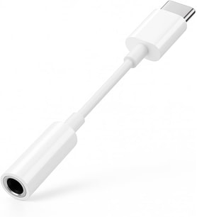 USB-C To 3.5mm Jak Kulaklık Adaptörü - Dijital Dönüştürücü - Tüm Cihazlarla Uyumlu - Beyaz - Kompakt Tasarım - Yüksek Kaliteli Ses - Taşınabilir