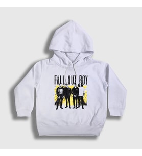 Presmono Unisex Çocuk Beyaz Band Fall Out Boy Kapüşonlu Sweatshirt 394848tt