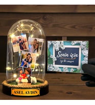Kişiye Özel Tasarlanacak Led Işıklı Fanus Hediyesi Premium Hediye (Model 10)