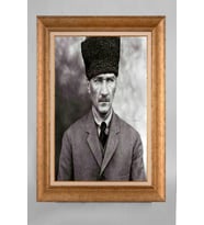 EV İŞYERİ OFİS İÇİN ALTIN ÇERÇEVELİ PASPARTULU ATATÜRK TABLO S74