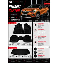 RENAULT CAPTUR 2013-2019 Araca Özel 3D Paspas + 3D Bagaj Havuzu