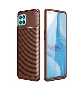 Oppo Reno 4 Lite Kılıf Esnek Soft Karbon Tasarım Legion Serisi (Kahverengi)