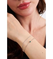 Plated Zirkon Ve Yeşim Taşlı İkili 925 Ayar Gümüş Kadın Bileklik VKB-6550