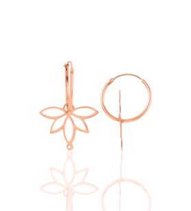 Söğütlü Silver Gümüş rose  sonsuz yaşamın simgesi lotus çiçeği 18 mm halka küpe