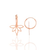 Söğütlü Silver Gümüş rose  sonsuz yaşamın simgesi lotus çiçeği 18 mm halka küpe