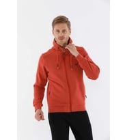 Maraton Sportswear Regular Erkek Kapşonlu  Uzun Kol Basic Kiremit-Siyah Tracktop 10072