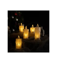 3lü Kristal Desenli Led Mum Seti Pilli Dumansız Alevli Ledli Dekoratif Yapay Mum