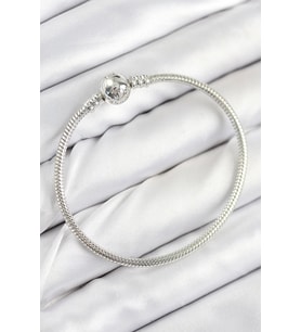 Pirinç Charm Topcuk Model Gümüş Renk Kadın Bileklik 5886