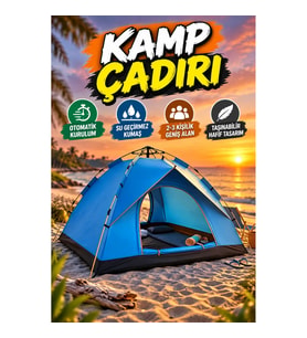 Otomatik Kurulumlu Su Geçirmez Kamp Çadırı 2-3 Kişilik Taşınabilir Outdoor Çadır