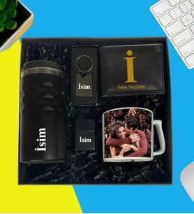 Kişiye Özel Premium Kutu Termos Bardak Cüzdan Metal Cakmak Metal Anahtarlık Fotoğraflı Nescafe Ve Çay Fincanı