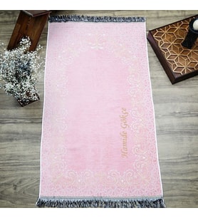 İsminizi Seccadeye Nakşediyoruz ,İsme Özel Seccade Munis Pembe 65x115 cm - 320 gr