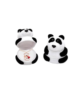 Kadife Panda Kutusunda 925 Ayar Gümüş Zirkon Taşlı Ayıcık Kolye