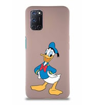 Oppo A52 Soft Premier Kapak Donald Duck-C Tasarımlı Silikon Kılıf - Pudra (Şeffaf)