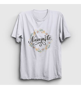Presmono Unisex Beyaz Namaste Meditasyon Hediye Yoga T-Shirt 512730tt