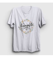 Presmono Unisex Beyaz Namaste Meditasyon Hediye Yoga T-Shirt 512730tt