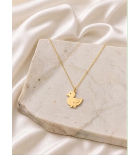 Kişiye Özel 925 Ayar Gümüş Minimal Ördek Figürlü Kolye (Gold)