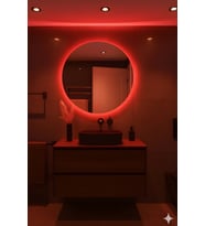 Digital Hayat  Dokunmatik Dimlenebilir Beyaz Gün Işığı Amber Mavi Kırmızı Led Işıklı Yuvarlak Ayna  Dekoratif Banyo Makyaj Aynası  50cm - 80cm