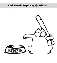 Kedi Sopalı Depo Kapağı Oto Sticker 15 CM