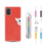 Samsung a71 A72 A73 A7 A9 2018 C7 C9 Kılıf Kablo Koruma Spiral Silikon Kedoş 1735