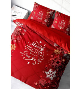Yılbaşı Süsü Merry Christmas Çift Kişilik 3d Nevresim Takımı Pamuk Snowflake