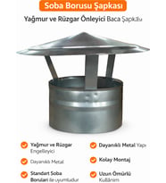 Dorello Soba Borusu Şapkası – Yağmur ve Rüzgar Önleyici Baca Şapkası
