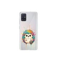 Samsung Galaxy A51 ile Uyumlu Splash Kirpi Tasarımlı Şeffaf Silikon Kılıf