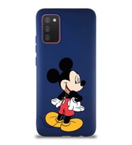 Samsung Galaxy A02S Soft Premier Kapak Mickey Mouse-D Tasarımlı Silikon Kılıf - Lacivert (Şeffaf)