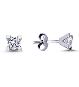 0.14 Ct V Tırnak Tektaş Pırlanta Küpe TKPE14 (Çok Renkli)