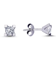 0.14 Ct V Tırnak Tektaş Pırlanta Küpe TKPE14 (Çok Renkli)