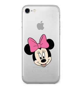 Apple iPhone SE 2022 Uyumlu Kamera Korumalı Tıpalı Kapak Minnie Mouse TasarımlıŞeffaf Kılıf