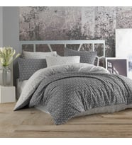 Karden Flower Cubic Ranforce Pamuklu Çift Kişilik Nevresim Takımı (Gri)