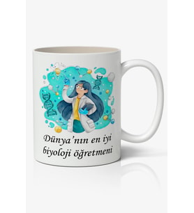 Dünyanın En İyi Biyoloji Öğretmeni - Öğretmenler Günü Temalı Baskılı Kupa Bardak Baskılı Kahve Kupa Bardak