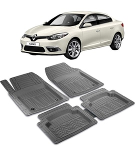 Renault Fluence Uyumlu 3D Havuzlu Universal Oto Paspas Seti - PRF (Siyah-Gri)