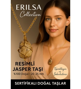 Sertifikalı Gold Renkli Kahverengi Resimli Jasper Taşı Kolye – Topraklayıcı ve Sakinleştirici (Çok Renkli)