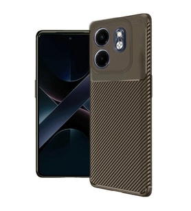 İnfinix Smart 9 Kılıf Auto Fus Karbon Kapak - Kahverengi