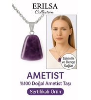 Sertifikalı AAA+ Ametist Taşı Kolye – Beşgen Model, Gümüş Aparatlı (Çok Renkli)